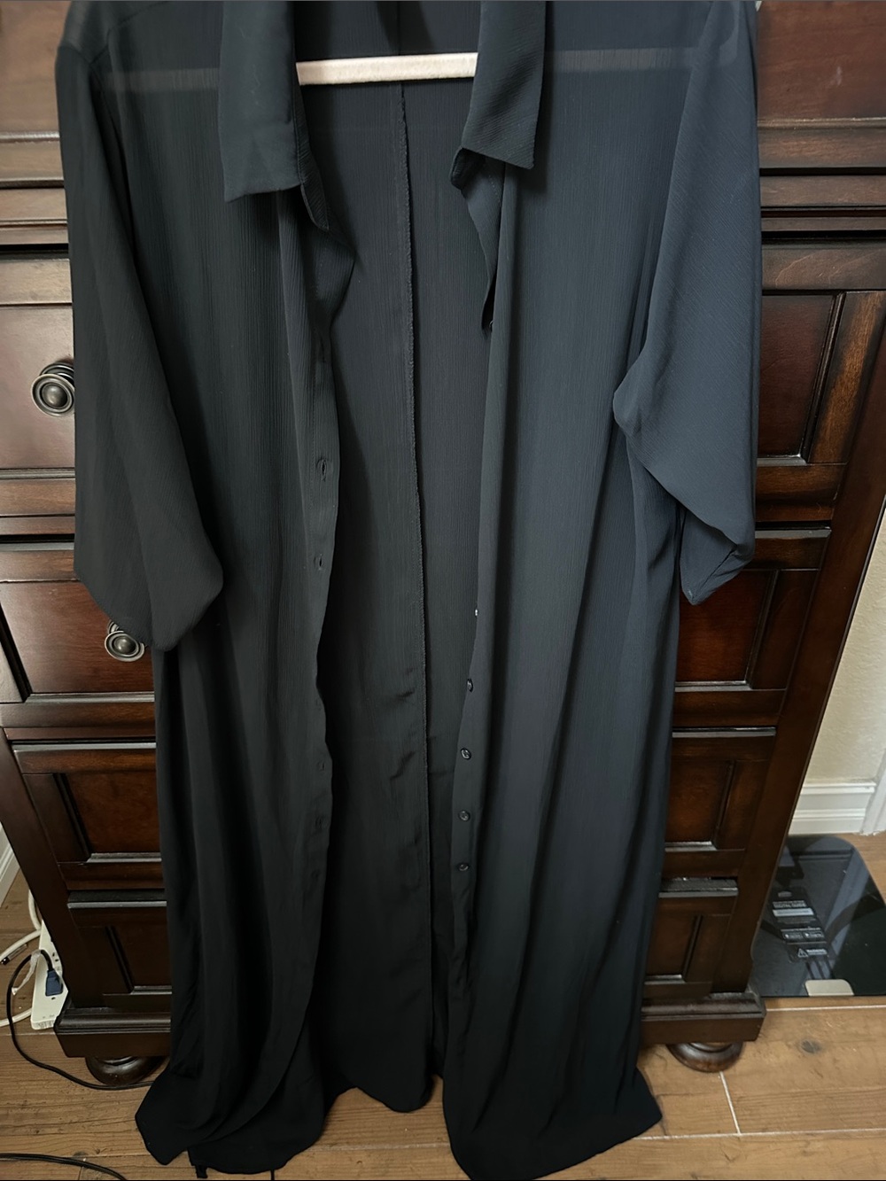 Time and Tru Black Sheer Button-Front Swim Coverup
